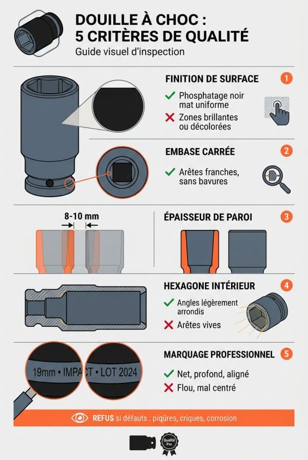 Les indices visuels de qualité sur une douille