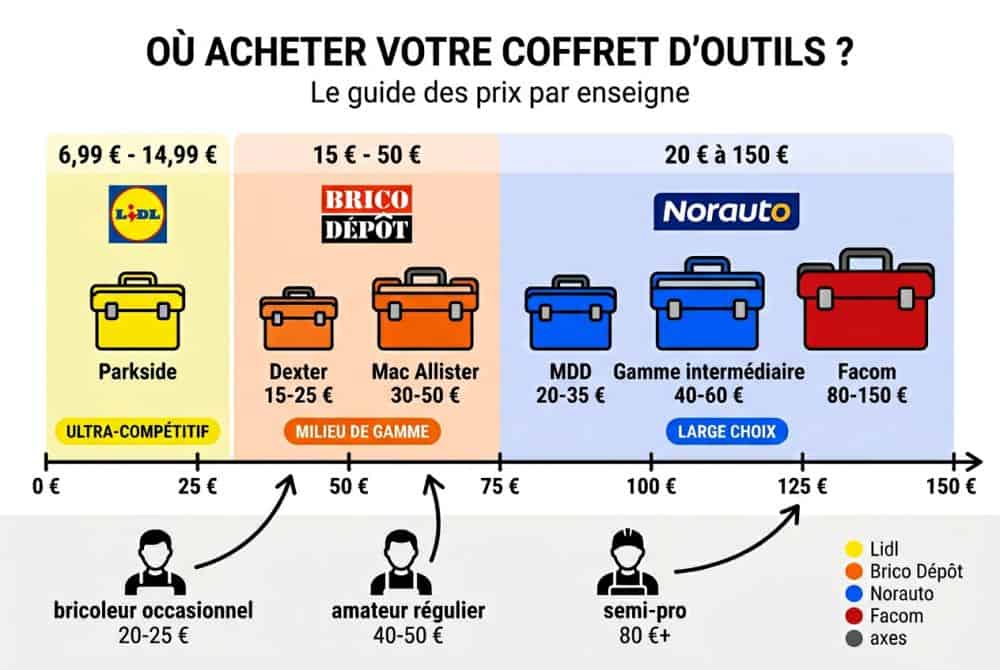 Positionnement tarifaire des coffrets par enseigne