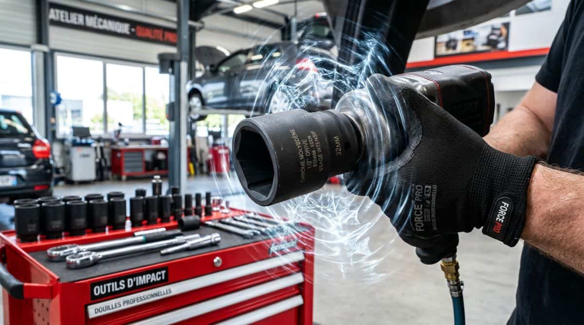 Coffret douilles clé à choc : 1/2 pouce, tailles, impact