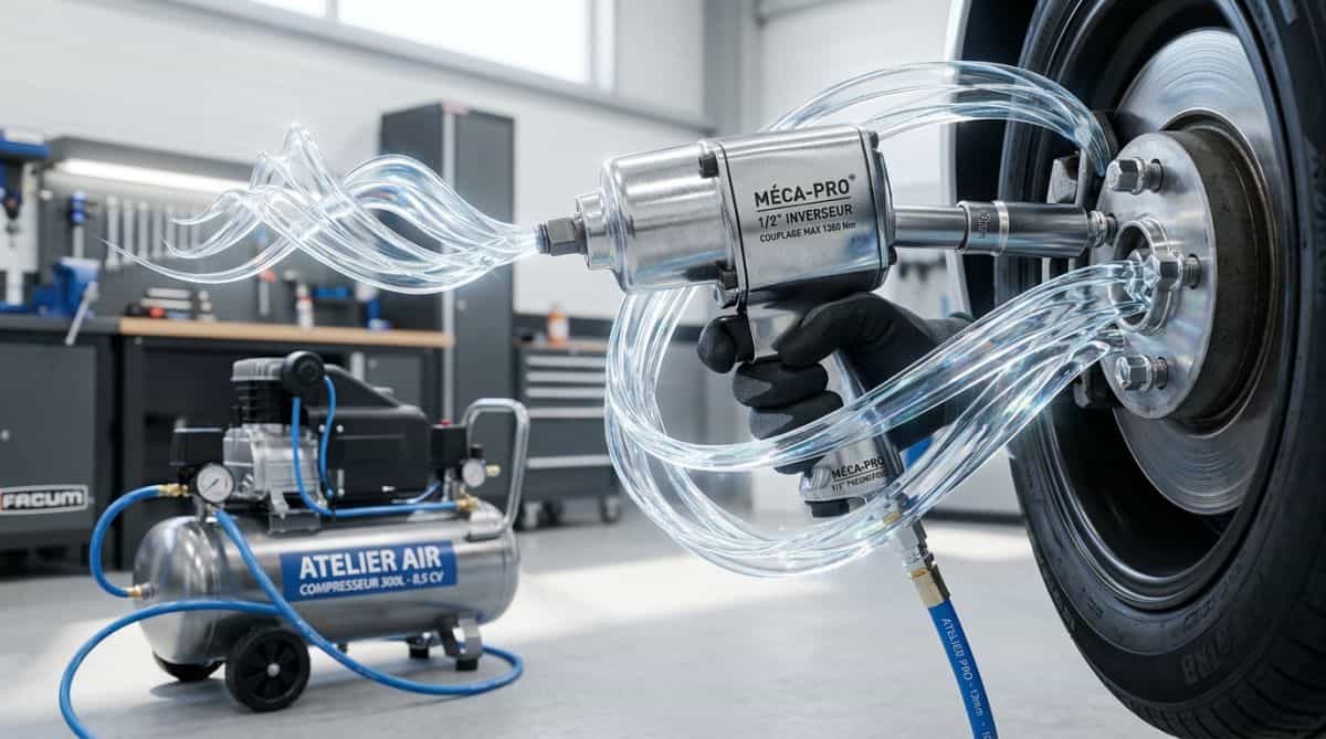 Compresseur pour clé à choc : débit d'air et pression recommandés
